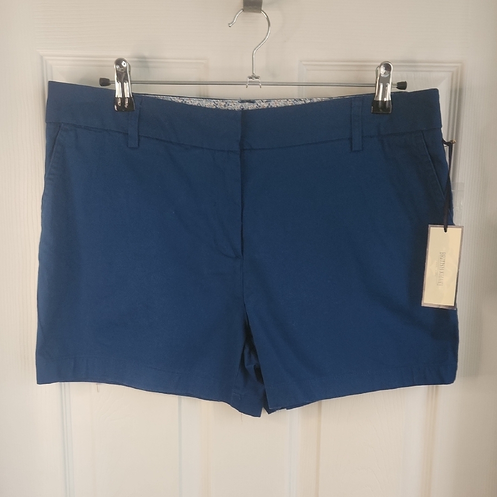 British Khaki Blue Tailored Mid-Length Shorts